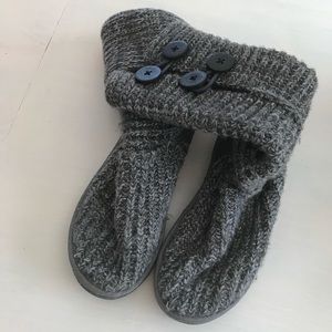 Gray sock boot with buttons